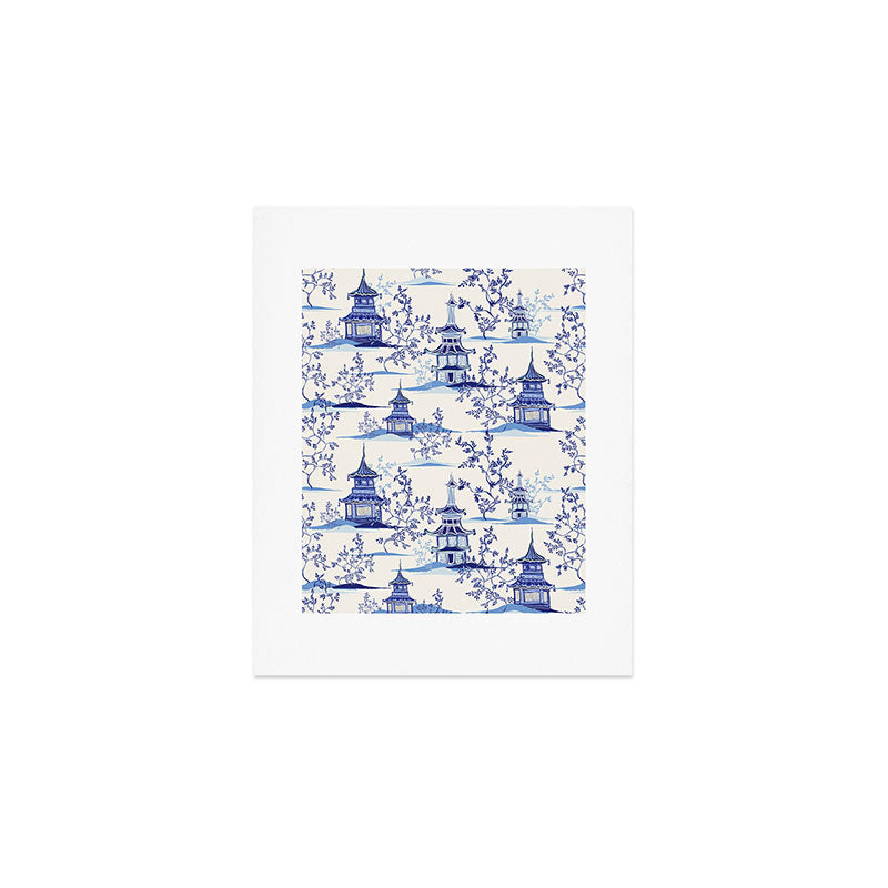 Chinoiserie Pagoda Pattern Art Print Gallery Image 1
