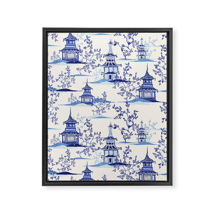 Chinoiserie Pagoda Pattern Framed Canvas Print Gallery Image 1