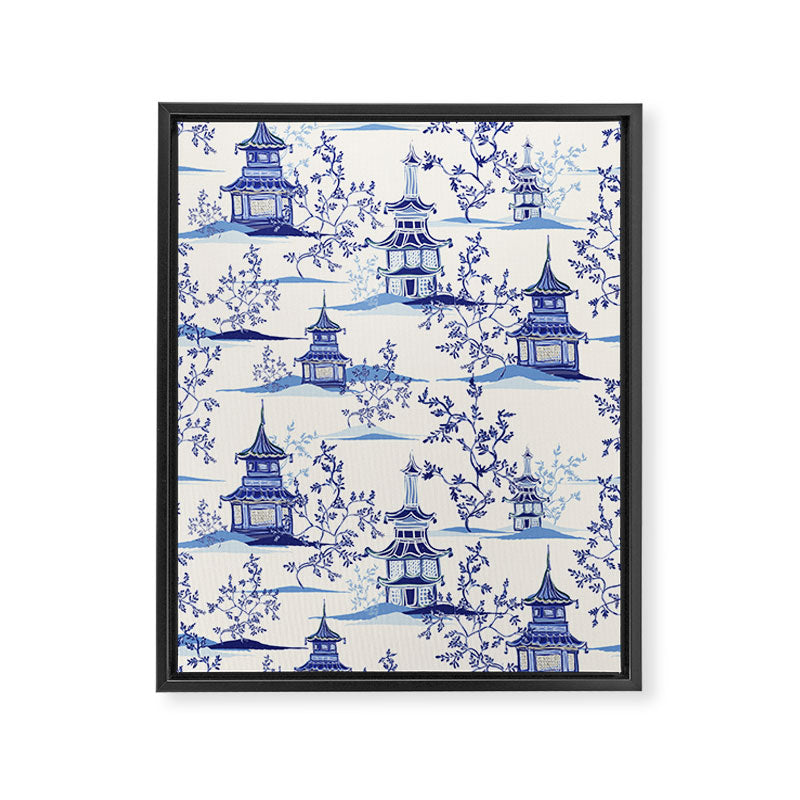 Chinoiserie Pagoda Pattern Framed Canvas Print Gallery Image 8