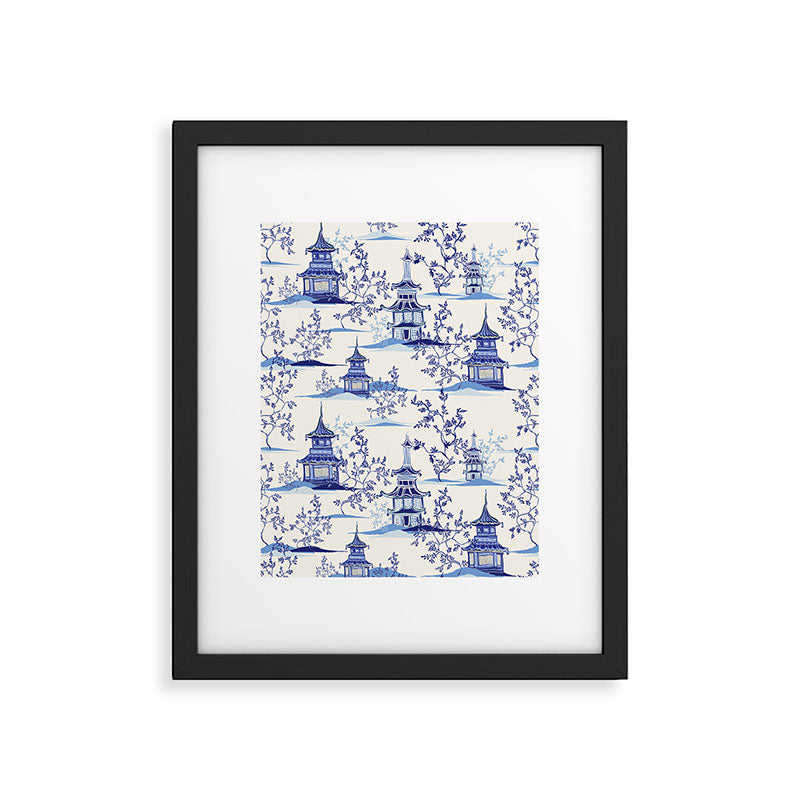 Chinoiserie Pagoda Pattern Framed Art Print Gallery Image 6