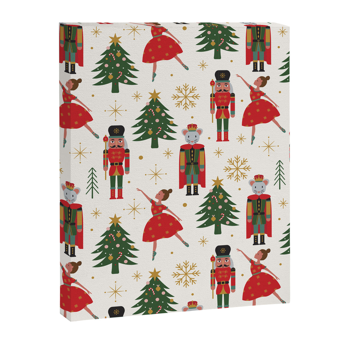 Retro Nutcracker and Ballerina Christmas Pattern Canvas Print Gallery Image 8