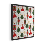 Retro Nutcracker and Ballerina Christmas Pattern Framed Canvas Print Gallery Image 2