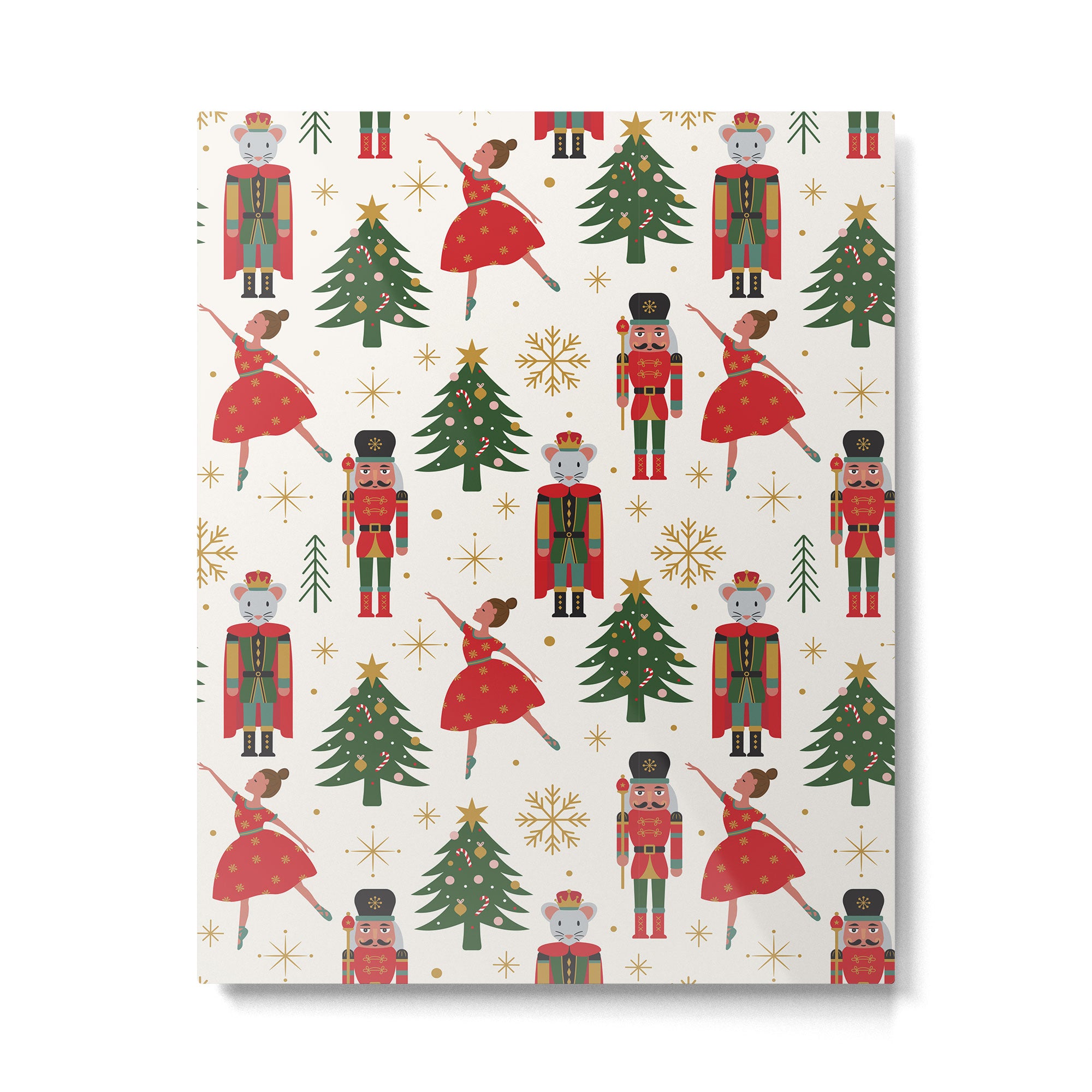 Retro Nutcracker and Ballerina Christmas Pattern Metal Print Gallery Image 6
