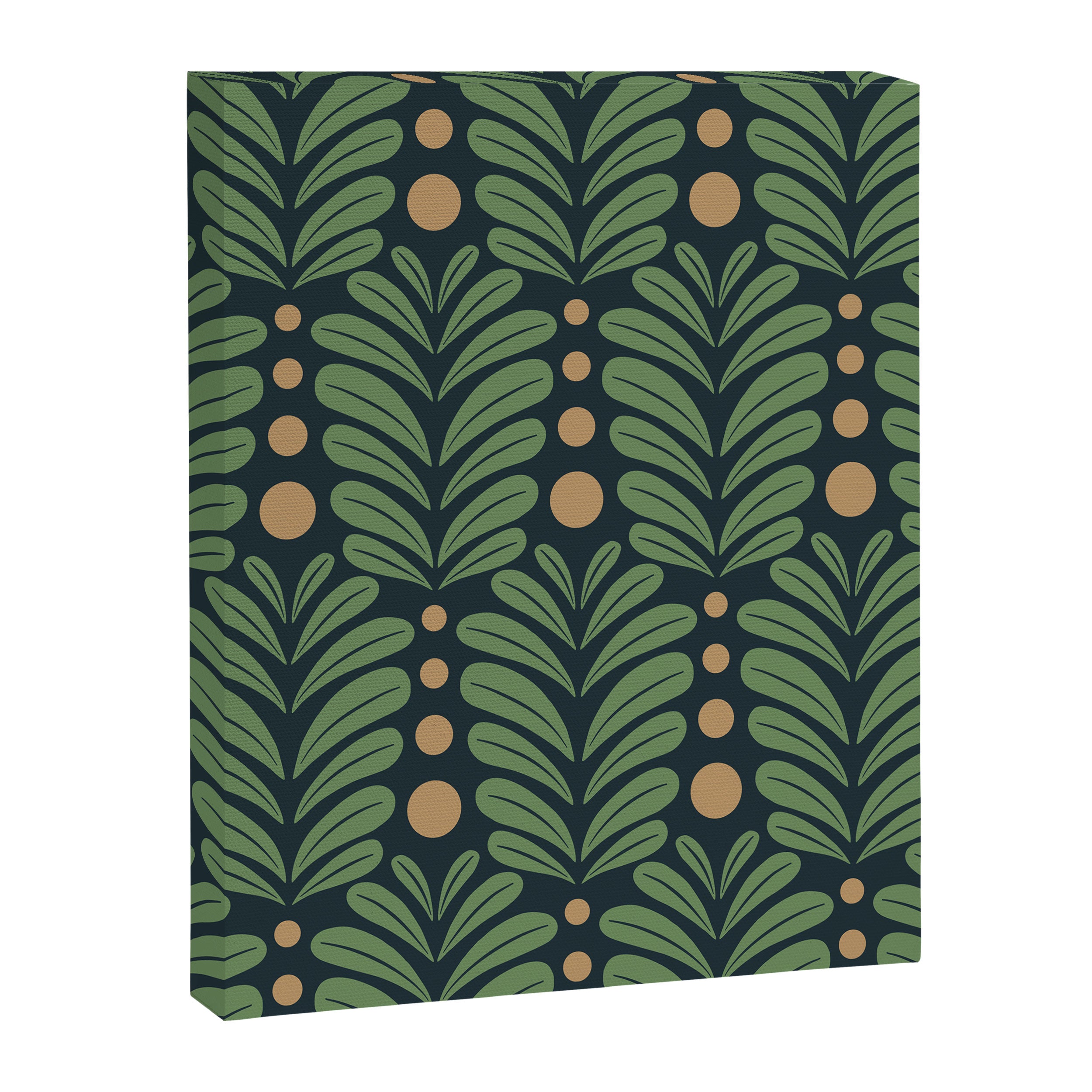 Green and Navy Botanical Scalloped Art Deco Pattern Canvas Print Gallery Image 8