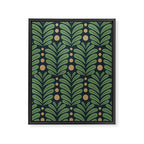 Green and Navy Botanical Scalloped Art Deco Pattern Framed Canvas Print Gallery Image 8