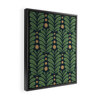 Green and Navy Botanical Scalloped Art Deco Pattern Framed Canvas Print Gallery Image 2