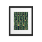 Green and Navy Botanical Scalloped Art Deco Pattern Framed Art Print Gallery Image 6