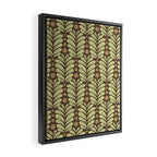 Lime on Brown Botanical Scalloped Art Deco Pattern Framed Canvas Print Gallery Image 2