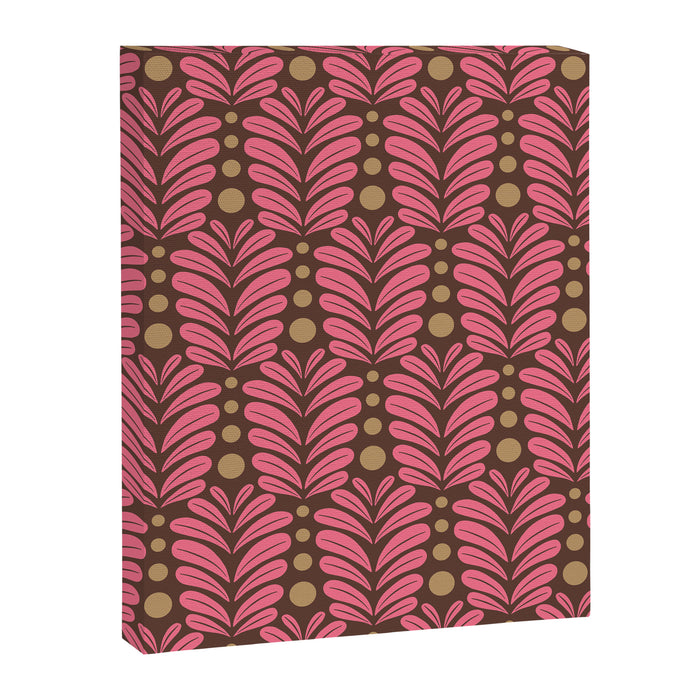 Pink and Brown Botanical Scalloped Art Deco Pattern Canvas Print Gallery Image 1