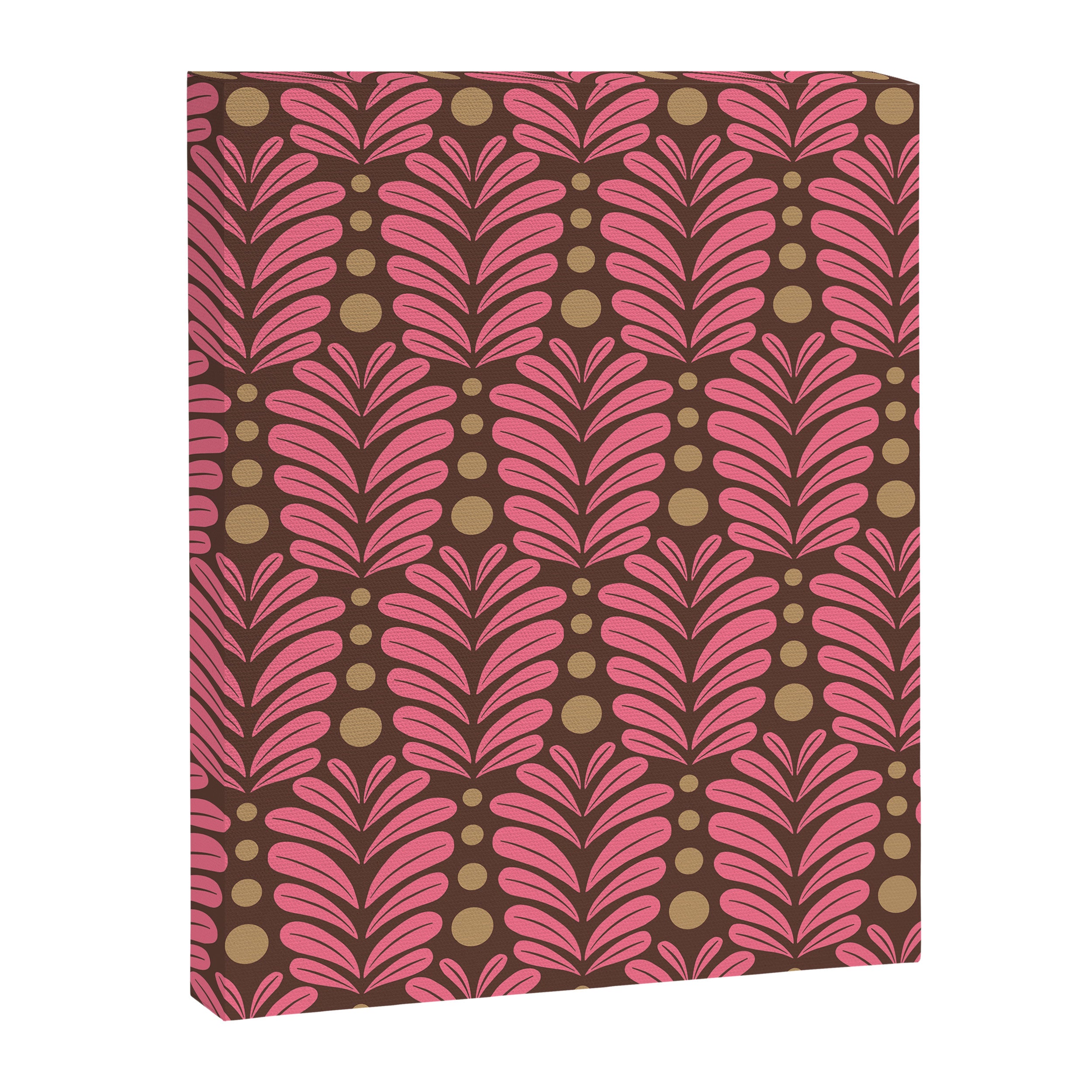 Pink and Brown Botanical Scalloped Art Deco Pattern Canvas Print Gallery Image 8