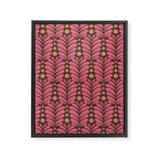 Pink and Brown Botanical Scalloped Art Deco Pattern Framed Canvas Print Gallery Image 8