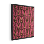 Pink and Brown Botanical Scalloped Art Deco Pattern Framed Canvas Print Gallery Image 2