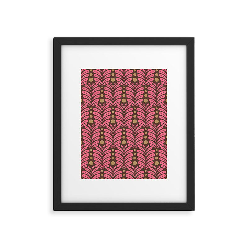 Pink and Brown Botanical Scalloped Art Deco Pattern Framed Art Print Gallery Image 6