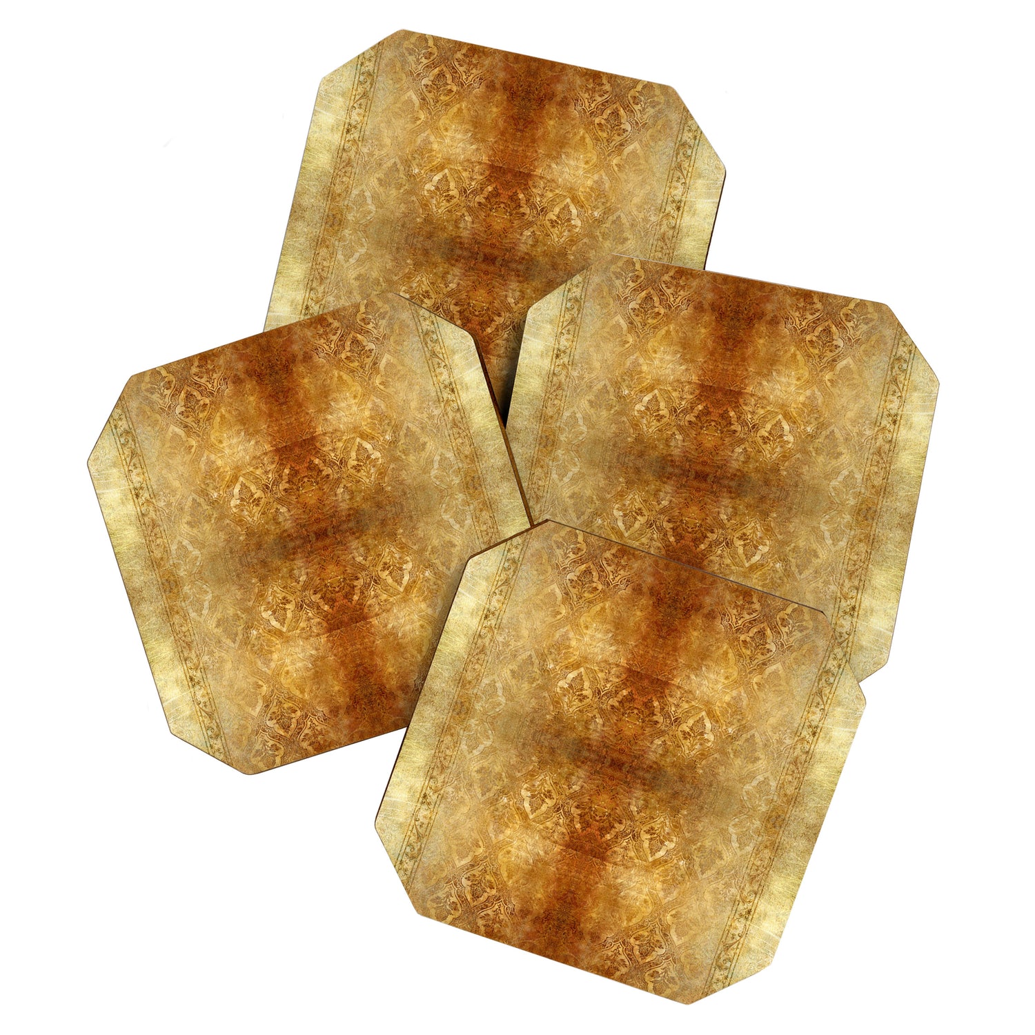 AGED GOLDEN DAMASK Shabby Chic  Coaster Gallery Image 1