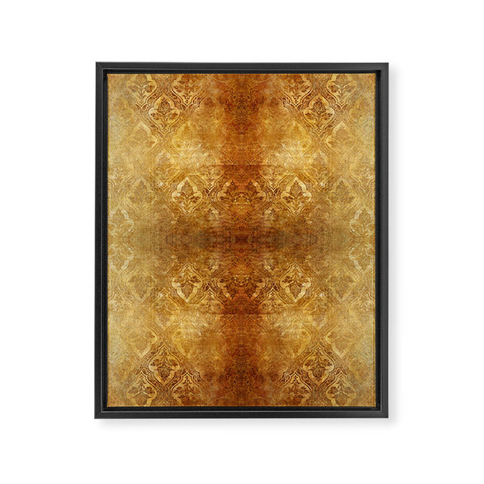 AGED GOLDEN DAMASK Shabby Chic  Framed Canvas Print Gallery Image 1
