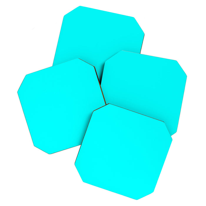AQUA CYAN Solid Color Plain Neon Blue Shade  Coaster Gallery Image 1