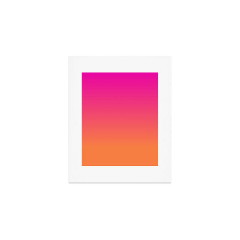 Blazing Ombre Color Hot Pink and Orange Shade Art Print Gallery Image 1