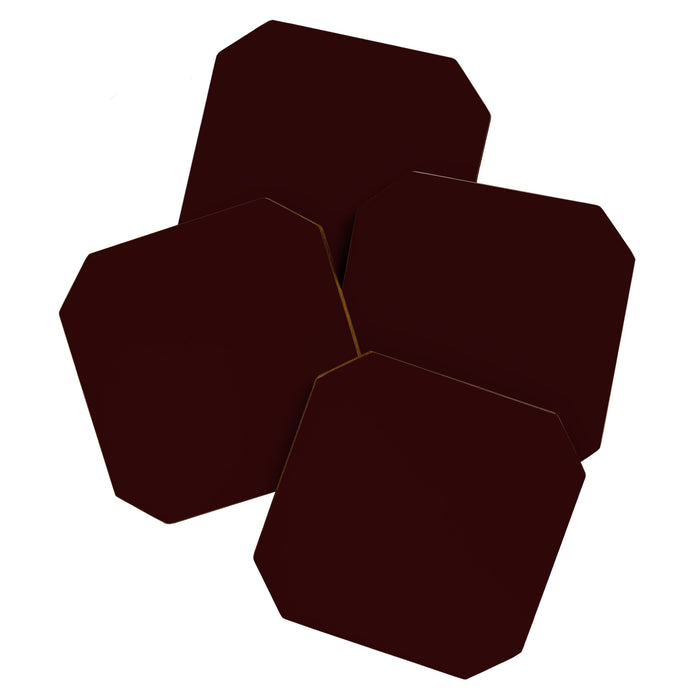 Dark Maroon Broown Solid Color Plain Earth Tone Modern Abstract  Coaster Gallery Image 1