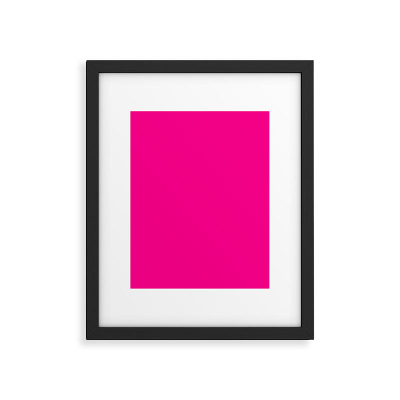 Dazzling  Hot Pink Glowing Neon solid color fluorescent pink shade plain pattern Framed Art Print Gallery Image 6