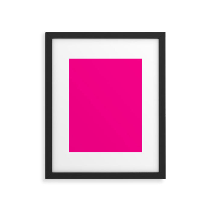 Dazzling  Hot Pink Glowing Neon solid color fluorescent pink shade plain pattern Framed Art Print Gallery Image 1