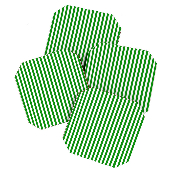 Green and White Stripes Pattern Coaster Gallery Image 1