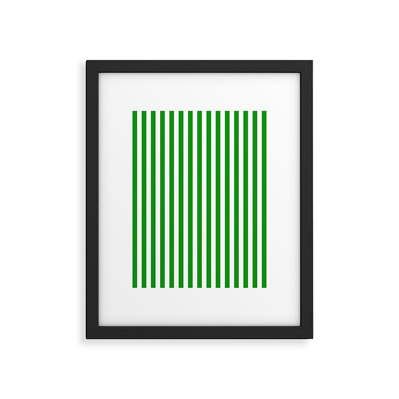 Green and White Stripes Pattern Framed Art Print Gallery Image 6