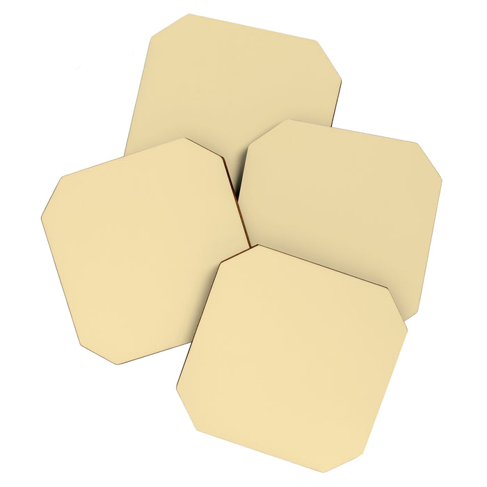 Lantern Light soft pastel creamy yellow solid color modern abstract pattern Coaster Gallery Image 1