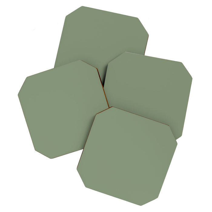 LAUREL TREE SOLID COLOR Plain Muted Green Shade Coaster Gallery Image 1