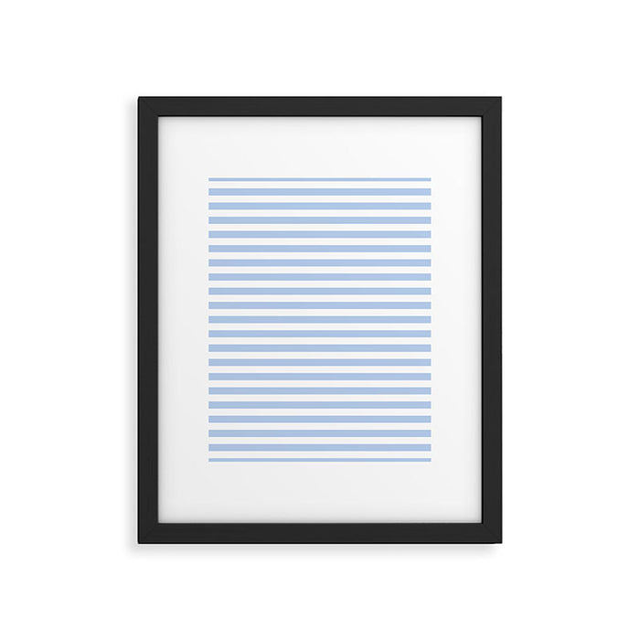 Light Pastel Blue and White Stripes - Classic Striped Pattern Framed Art Print Gallery Image 1
