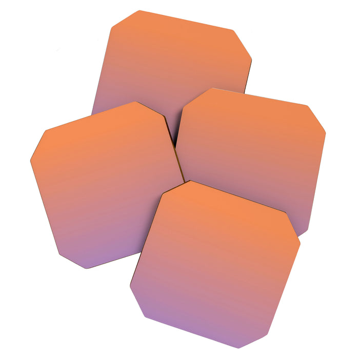 OMBRE ORANGE PURPLE PASTEL COLOR Coaster Gallery Image 1