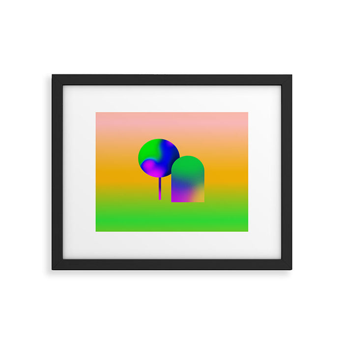 Tuscan  Landscape - Ombre Colors Minimalist Modern Abstract Iluustration  Framed Art Print Gallery Image 1