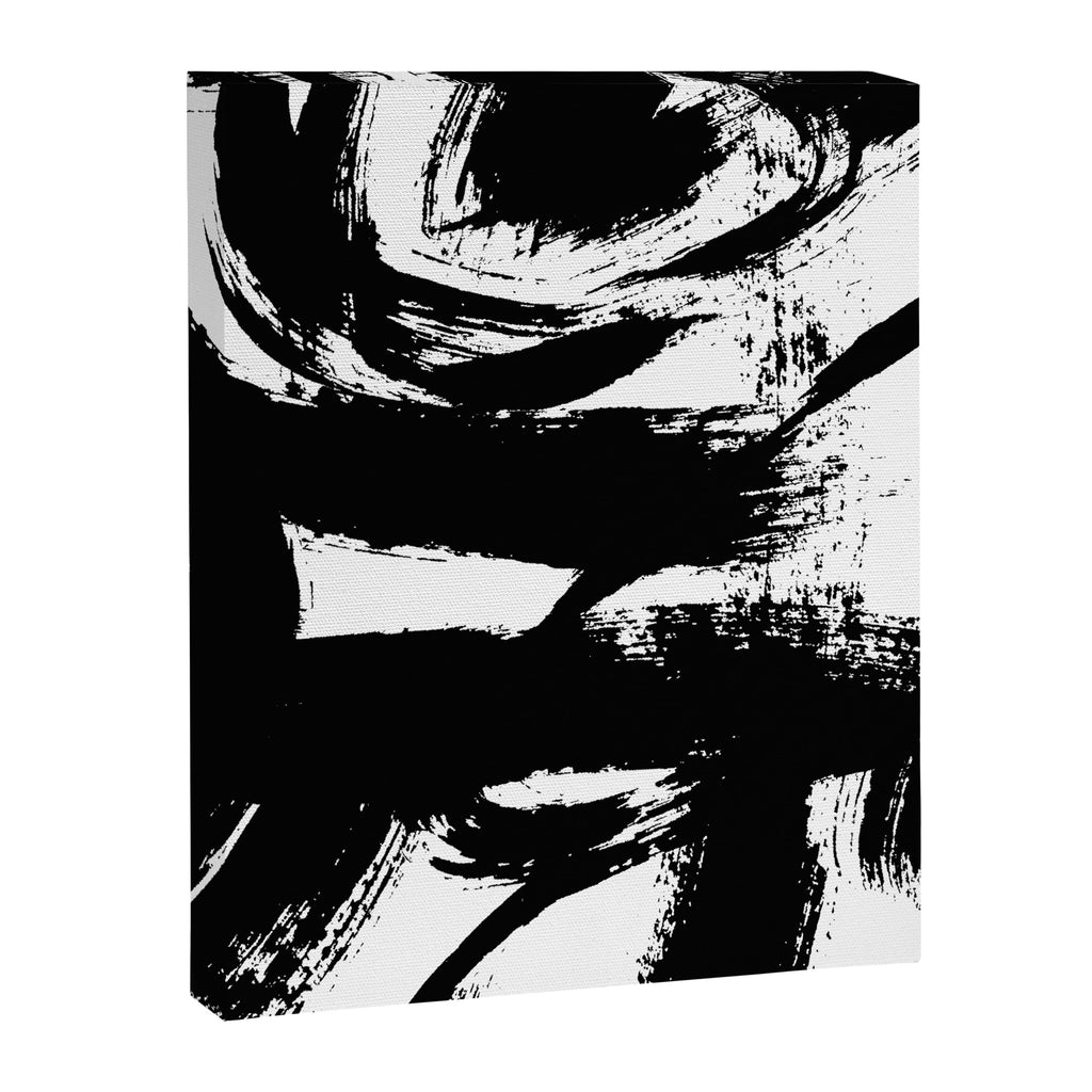 Black and White Brush Stroke Abstract Canvas Print Gallery Image 6