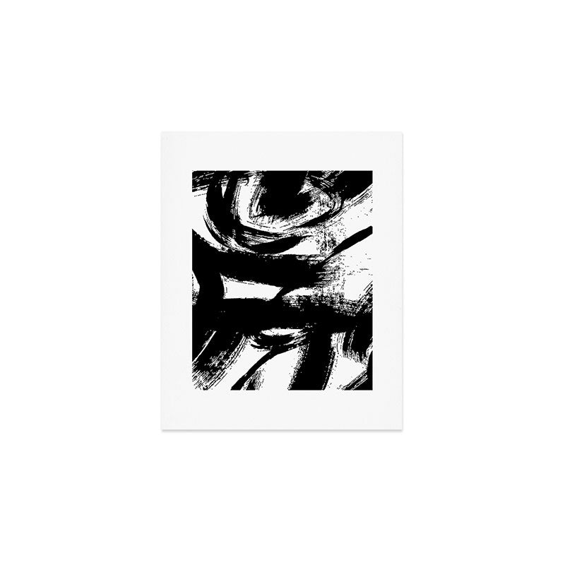 Black and White Brush Stroke Abstract Art Print Gallery Image 1