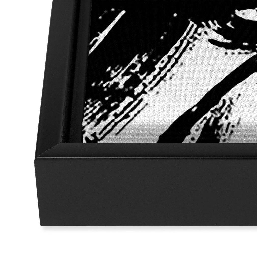 Black and White Brush Stroke Abstract Framed Canvas Print Gallery Image 3