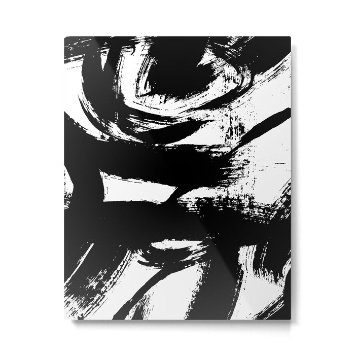 Black and White Brush Stroke Abstract Metal Print Gallery Image 1