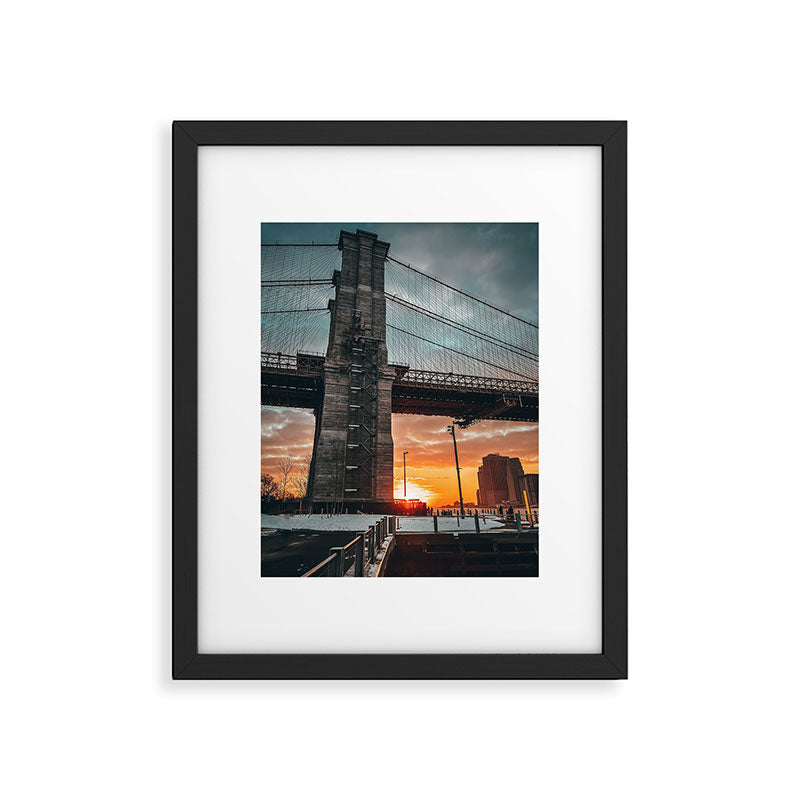 New York City Brooklyn Bridge during winter Framed Art Print Gallery Image 5