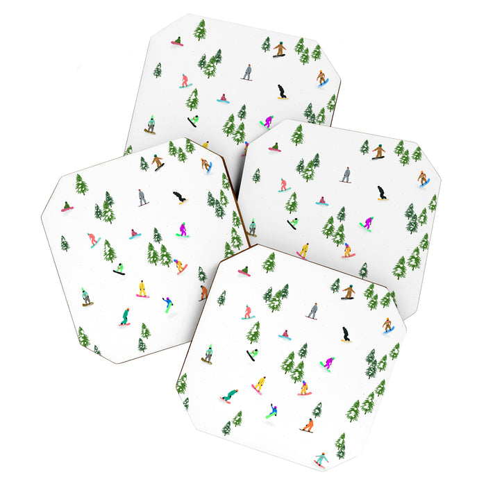 Aerial downhill snowboarders illustration Coaster Gallery Image 1
