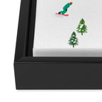 Aerial downhill snowboarders illustration Framed Canvas Print Gallery Image 3
