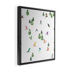 Aerial downhill snowboarders illustration Framed Canvas Print Gallery Image 2