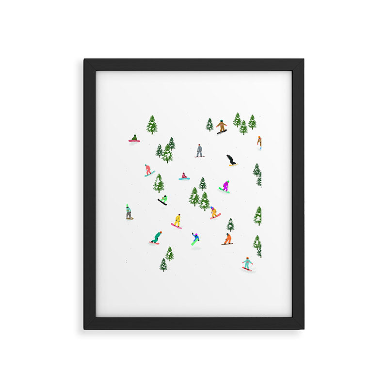 Aerial downhill snowboarders illustration Framed Art Print Gallery Image 6