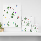 Downhill Mountain Aerial View Skiers - Winter skiing illustration Canvas Print Gallery Image 3