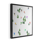 Downhill Mountain Aerial View Skiers - Winter skiing illustration Framed Canvas Print Gallery Image 2