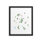 Downhill Mountain Aerial View Skiers - Winter skiing illustration Framed Art Print Gallery Image 6