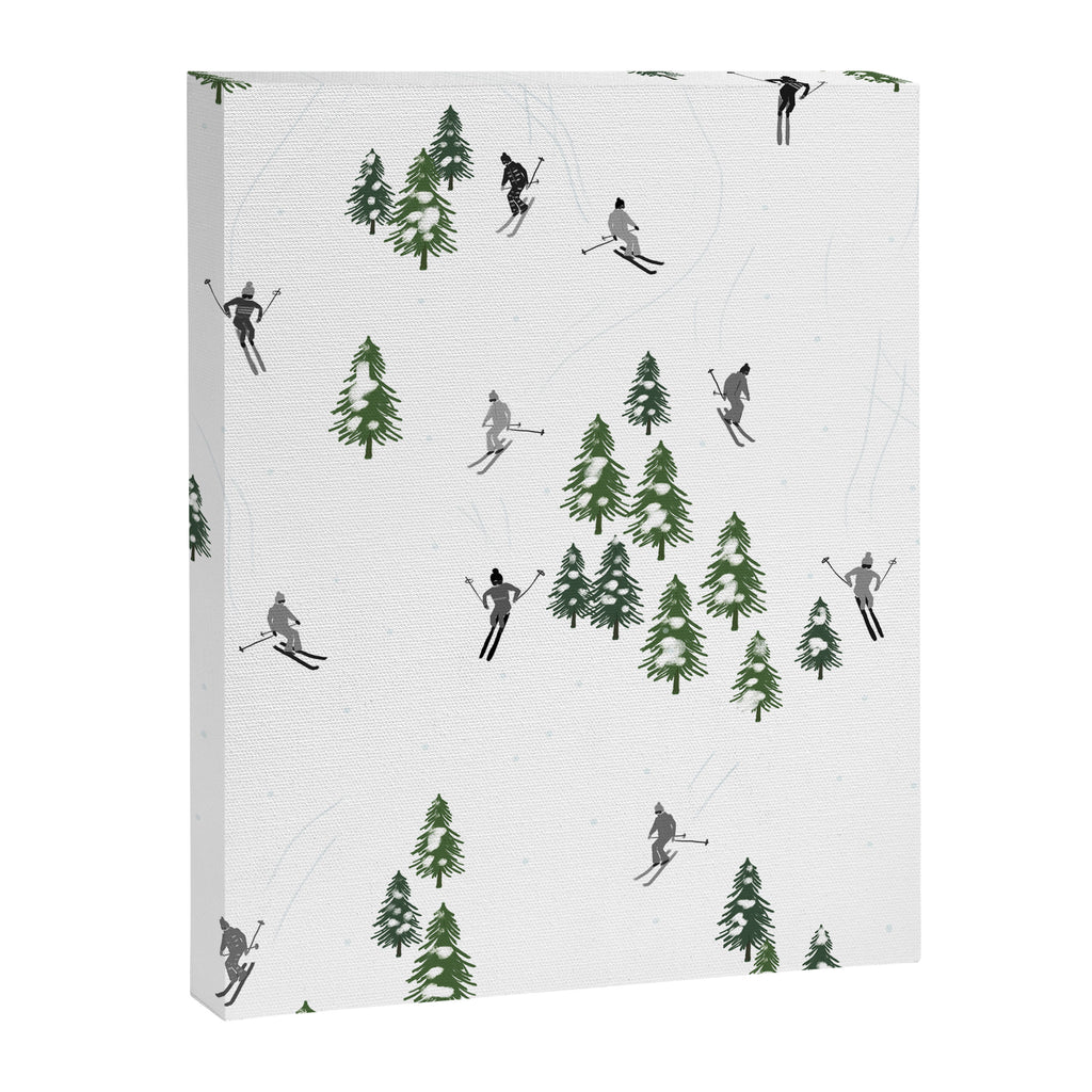 Monochrome aerial skiers illustration Canvas Print Gallery Image 8