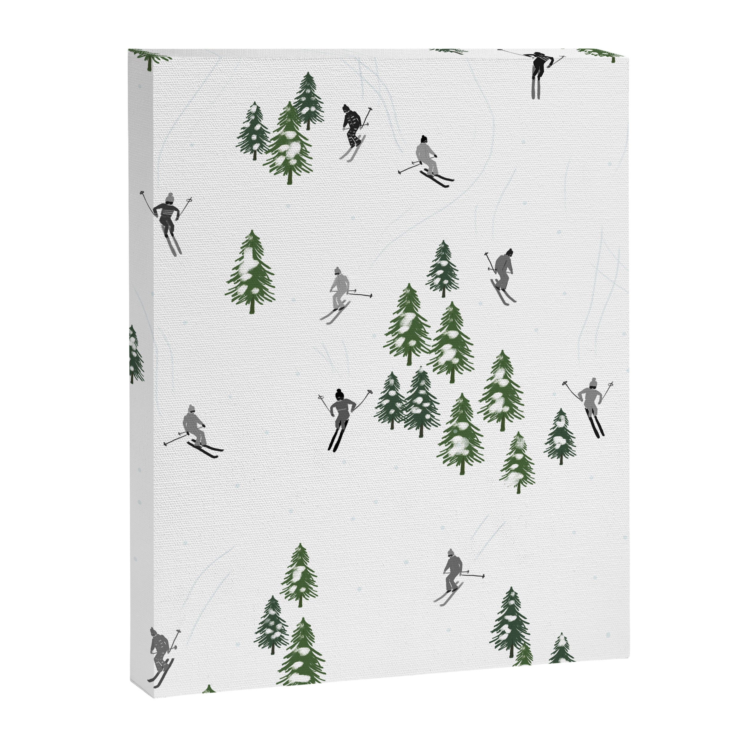 Monochrome aerial skiers illustration Canvas Print Gallery Image 8