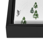 Monochrome aerial skiers illustration Framed Canvas Print Gallery Image 3