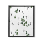 Monochrome aerial skiers illustration Framed Canvas Print Gallery Image 8