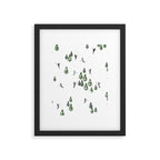 Monochrome aerial skiers illustration Framed Art Print Gallery Image 6