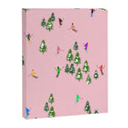Pink retro skiers illustration - Aerial skiers Canvas Print Gallery Image 8