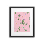 Pink retro skiers illustration - Aerial skiers Framed Art Print Gallery Image 6